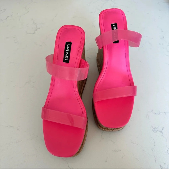 Nine West Rapps Platform Wedge Sandal In Pink Size: 8 - Picture 3 of 6